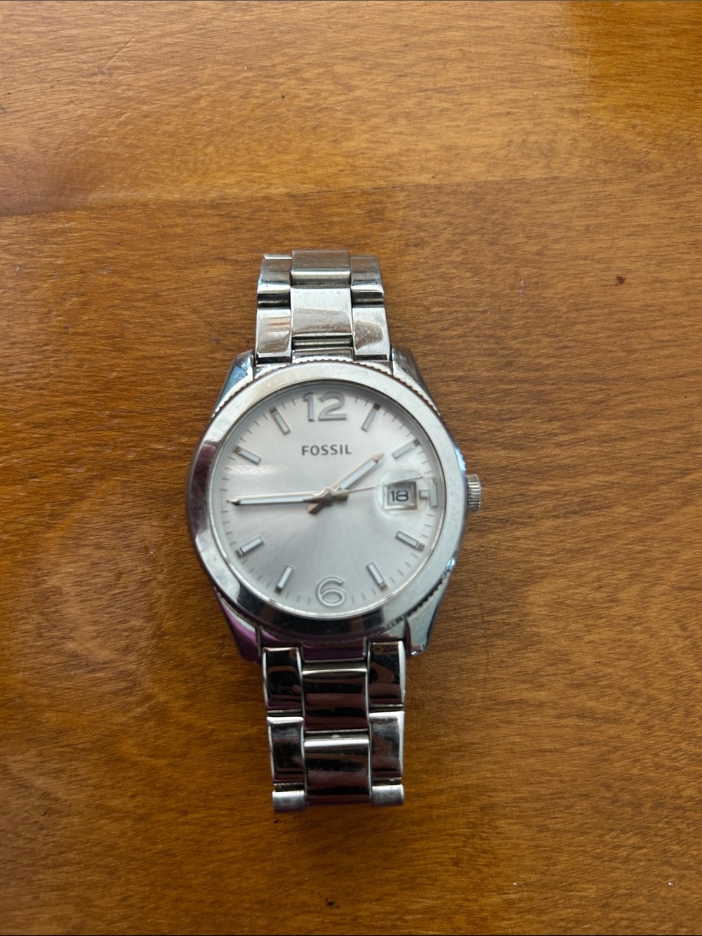 Fossil Men's Silver Steel Bracelet Watch with Silver Dial
